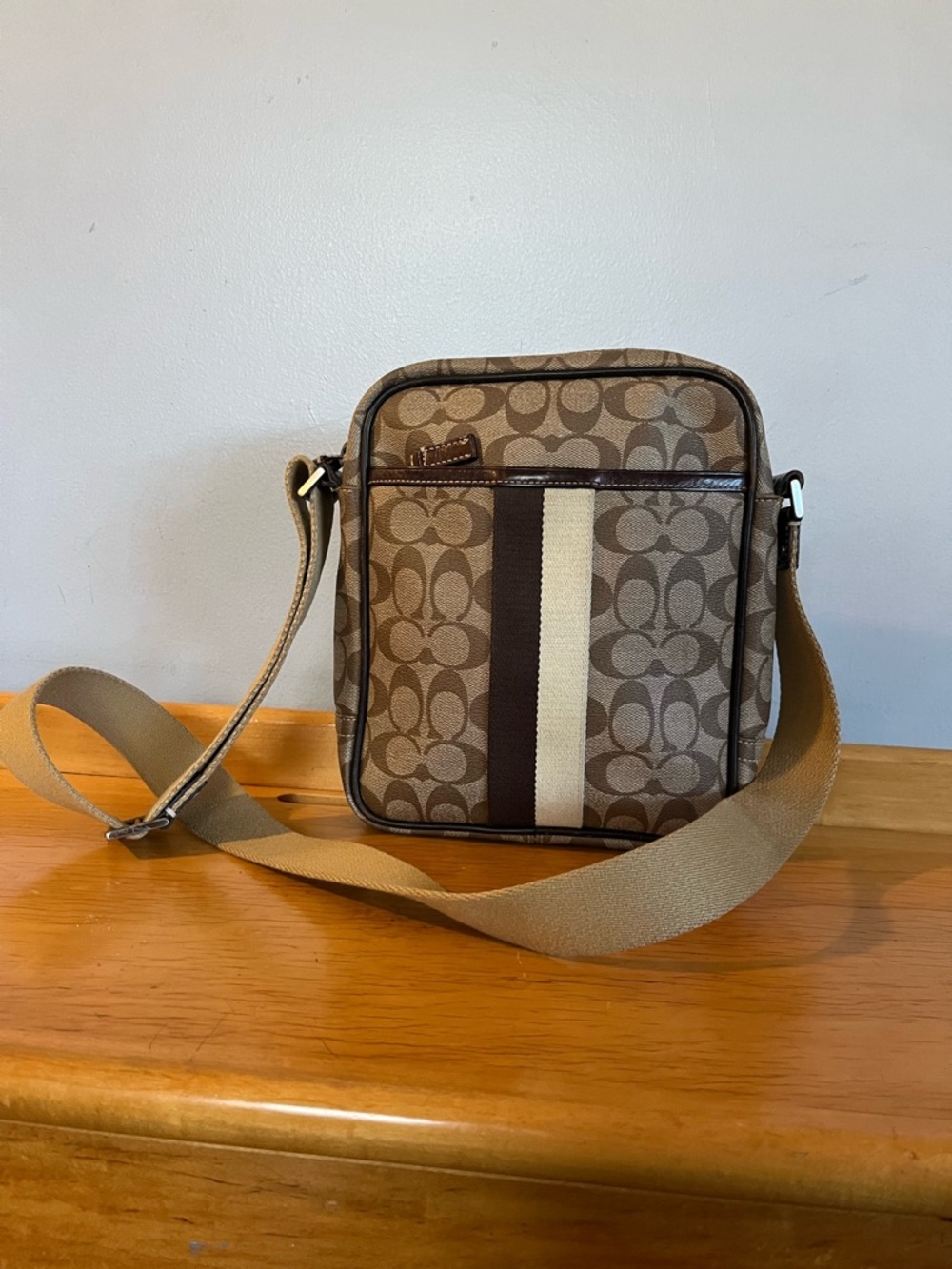 Coach Coated Canvas Brown Signature  Messenger Bag
